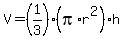 V=%281%2F3%29%28pi%2Ar%5E2%29%2Ah