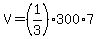 V=%281%2F3%29%2A300%2A7.1+m%5E3