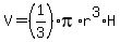 V=%281%2F3%29pi%2Ar%5E3%2AH