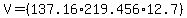 V=%28137.16%2A219.456%2A12.7%29