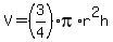 V=%283%2F4%29pi%2Ar%5E2h