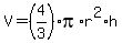 V=%284%2F3%29%2Api%2Ar%5E2%2Ah