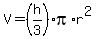 V=%28h%2F3%29pi%2Ar%5E2
