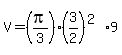 V=%28pi%2F3%29%283%2F2%29%5E%282%299