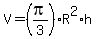 V=%28pi%2F3%29R%5E2%2Ah