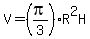 V=%28pi%2F3%29R%5E2H