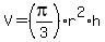 V=%28pi%2F3%29r%5E2%2Ah