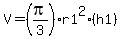 V=%28pi%2F3%29r1%5E2%2A%28h1%29