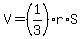 V=+%281%2F3%29r%2AS