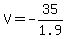 V=+-35%2F1.9