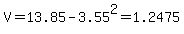 V=13.85-3.55%5E2=1.2475