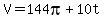 V=144pi%2B10t