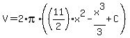 V=2%2Api%2A%28%2811%2F2%29x%5E2-x%5E3%2F3%2BC%29%29