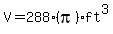 V=288%28pi%29ft%5E3