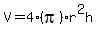 V=4%28pi%29r%5E2h