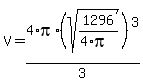 V=4%2F3%2Api%2A%28sqrt%281296%2F%284%2Api%29%29%29%5E3