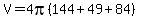 V=4pi%28144%2B49%2B84%29