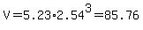 V=5.23%2A2.54%5E3=85.76