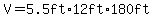 V=5.5ft%2A12ft%2A180ft