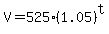 V=525%281.05%29%5Et