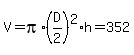 V=pi%2A%28D%2F2%29%5E2%2Ah=352