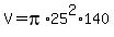 V=pi%2A25%5E2%2A140