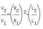 V%5B2%5D%2FV%5B1%5D=%28R%5B2%5D%2FR%5B1%5D%29%5E2%2A%28L%5B2%5D%2FL%5B1%5D%29