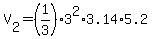 V%5B2%5D=%281%2F3%293%5E2%2A3.14%2A5.2