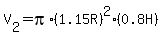 V%5B2%5D=pi%2A%281.15R%29%5E2%2A%280.8H%29