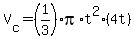 V%5Bc%5D=%281%2F3%29pi%2At%5E2%2A%284t%29