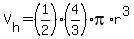 V%5Bh%5D+=+%281%2F2%29%284%2F3%29pi%2Ar%5E3