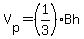 V%5Bp%5D+=+%281%2F3%29Bh
