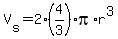 V%5Bs%5D=2%2A%284%2F3%29pi%2Ar%5E3