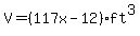 V+=+%28117x-+12%29+ft%5E3+
