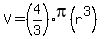 V+=+%284%2F3%29pi%28r%5E3%29