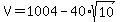 V+=+1004+-+40%2Asqrt%2810%29