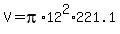 V+=+pi%2A12%5E2%2A221.1