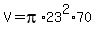 V+=+pi%2A23%5E2%2A70