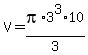 V+=+pi%2A3%5E3%2A10%2F3