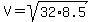 V+=+sqrt%2832%2A8.5%29