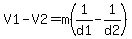 V1-V2=m%281%2Fd1-1%2Fd2%29
