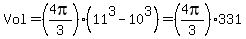 Vol+=+%284pi%2F3%29%2A%2811%5E3+-+10%5E3%29+=+%284pi%2F3%29%2A331