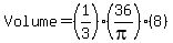 Volume+=+%281%2F3%29%2836%2Fpi%29%288%29