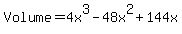 Volume+=4x%5E3-48x%5E2%2B144x