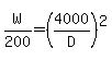 W%2F200=%284000%2FD%29%5E2