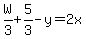 W%2F3+%2B5%2F3-y=+2x+