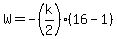 W=-%28k%2F2%29%2816-1%29