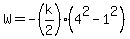 W=-%28k%2F2%29%284%5E2-1%5E2%29