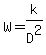 W=k%2FD%5E2
