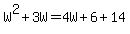 W%5E2%2B3W=4W%2B6%2B14